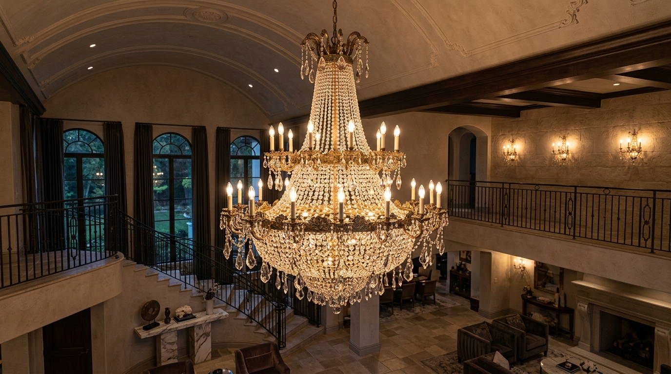 Celestial Antiqued Brass Chandelier