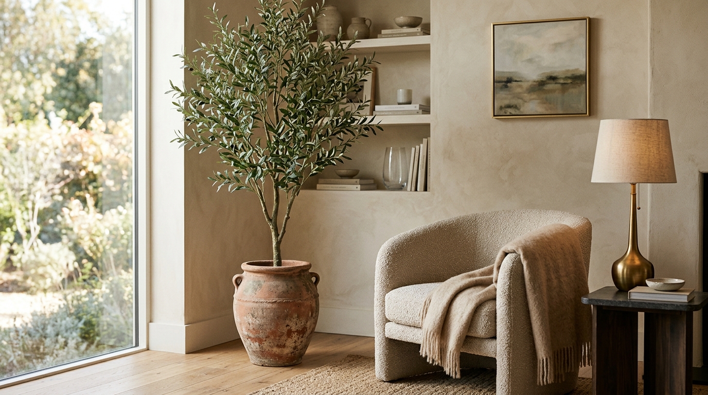 Mediterranean Olive Tree in Terracotta Urn